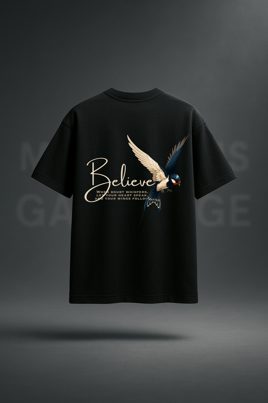 MG Originals "Believe" Premium 240 GSM Oversized T-Shirt