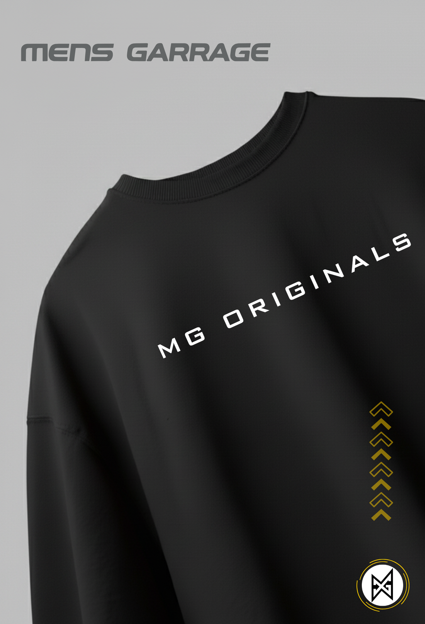 MG Originals Pure Black Oversized T-Shirt for Men | Premium 240 GSM Streetwear Tee – Mens Garrage