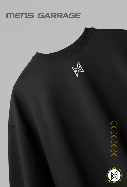 MG Originals Pure Black Oversized T-Shirt for Men | Premium 240 GSM Streetwear Tee – Mens Garrage