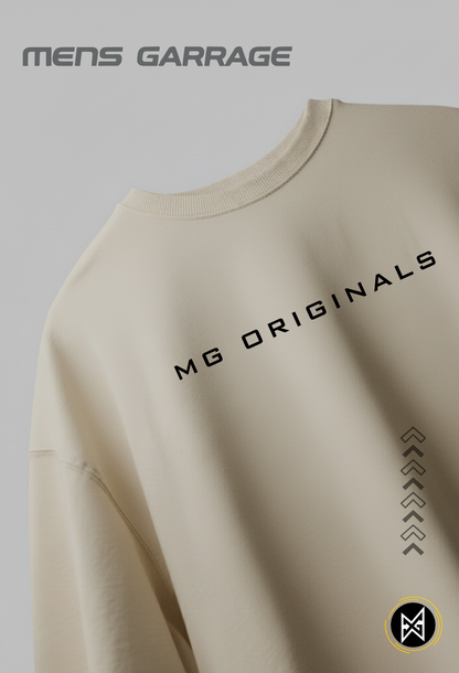 MG Originals Oversized T-Shirt for Men | Premium 240 GSM Streetwear Tee – Lite Beige | Mens Garrage