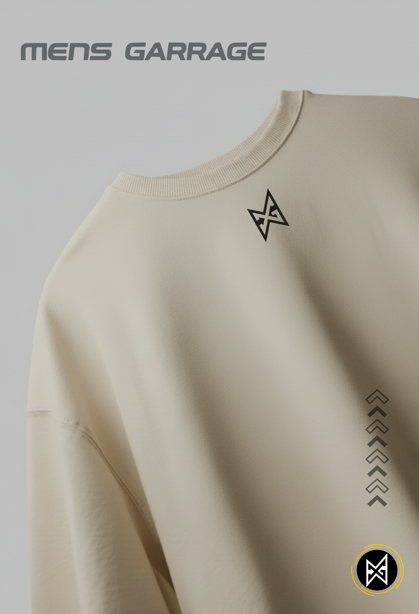 MG Originals Oversized T-Shirt for Men | Premium 240 GSM Streetwear Tee – Lite Beige | Mens Garrage