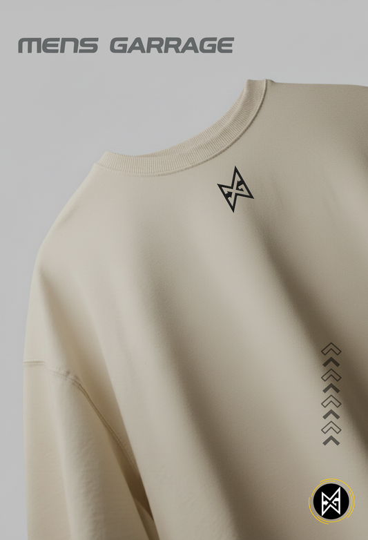 MG Originals Oversized T-Shirt for Men | Premium 240 GSM Streetwear Tee – Lite Beige | Mens Garrage