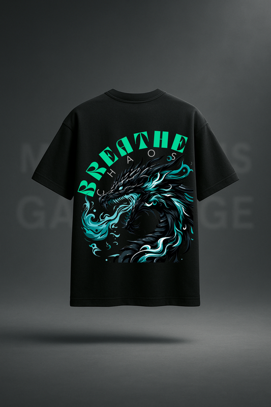 BREATHE CHAOS Oversized T-Shirt | 240 GSM Heavyweight Streetwear – Dragon Edition