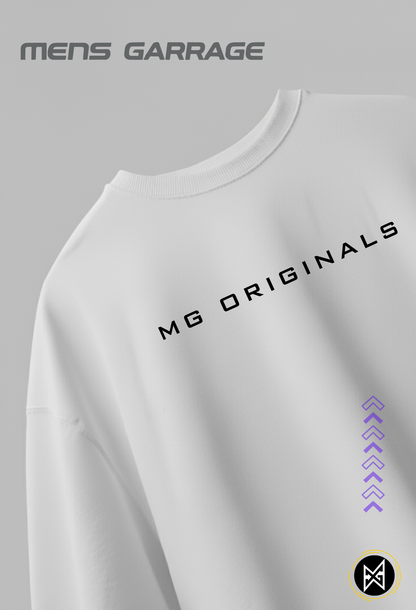 MG Originals White Oversized T-Shirt for Men | Premium 240 GSM Streetwear Tee – Mens Garrage
