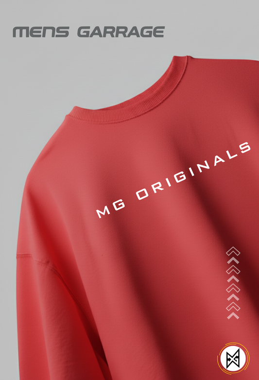 MG Originals Red Oversized T-Shirt for Men | Premium 240 GSM Streetwear Tee – Mens Garrage