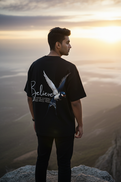 MG Originals "Believe" Premium 240 GSM Oversized T-Shirt