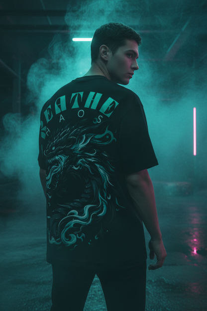 BREATHE CHAOS Oversized T-Shirt | 240 GSM Heavyweight Streetwear – Dragon Edition