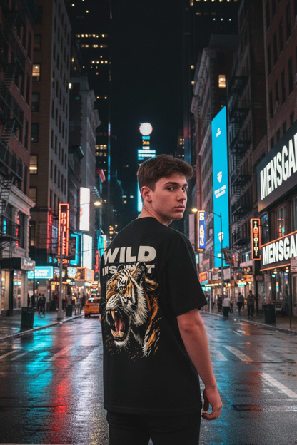 Wild Instinct Oversized T-Shirt | 240 GSM Premium Streetwear – Tiger Graphic Edition